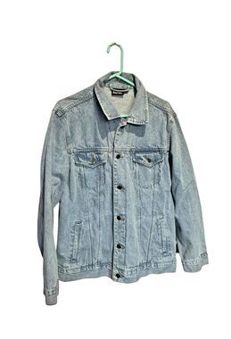 AC/DC Licensed Denim Jean Jacket Trucker Mens Size Large Music Band Tie Dye